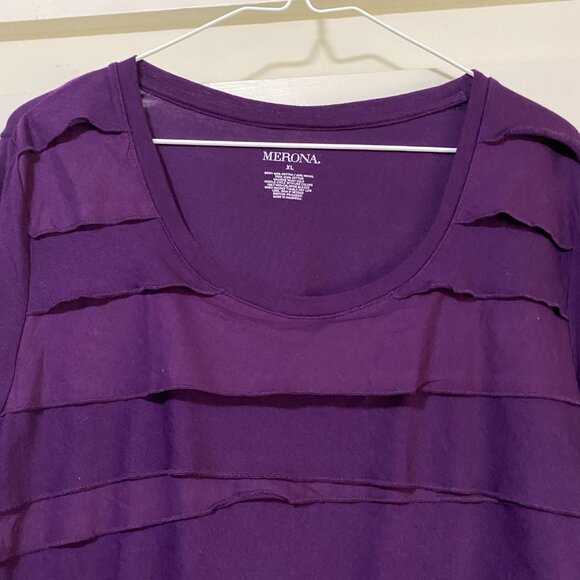 NWT - Merona, purple long sleeve, layered tunic, size XL - Picture 2 of 9